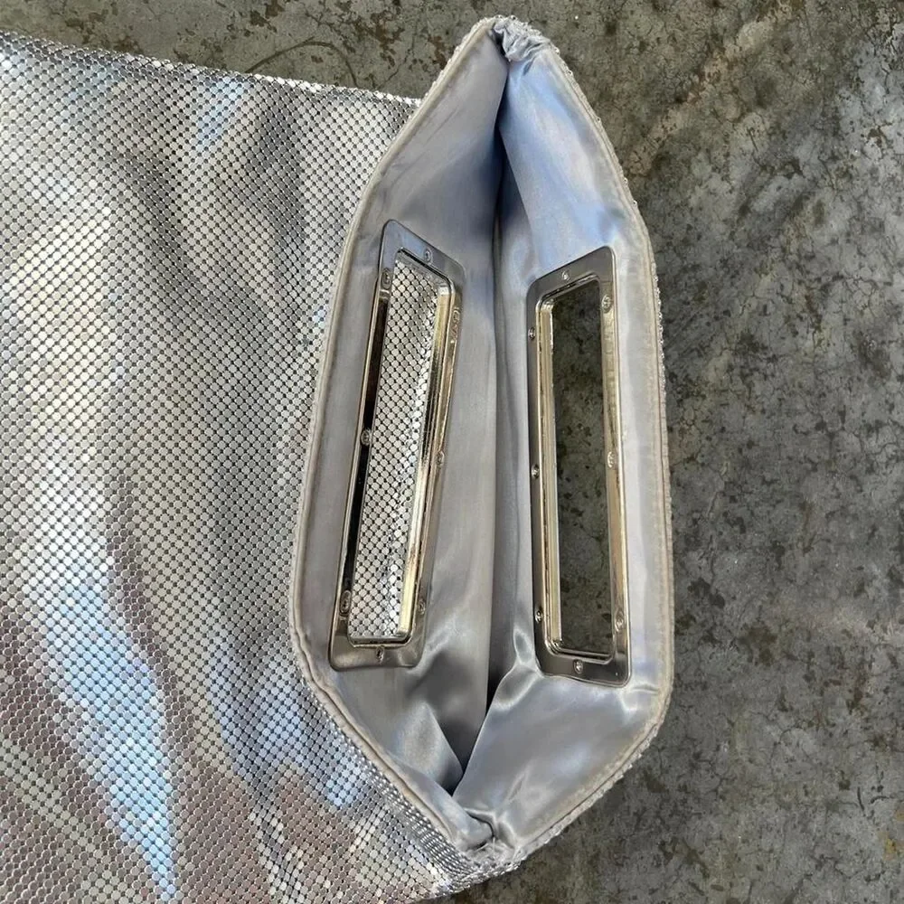 EXPRESS Silver Mesh Metal Party Clutch Bag Disco Metallic Glam Purse